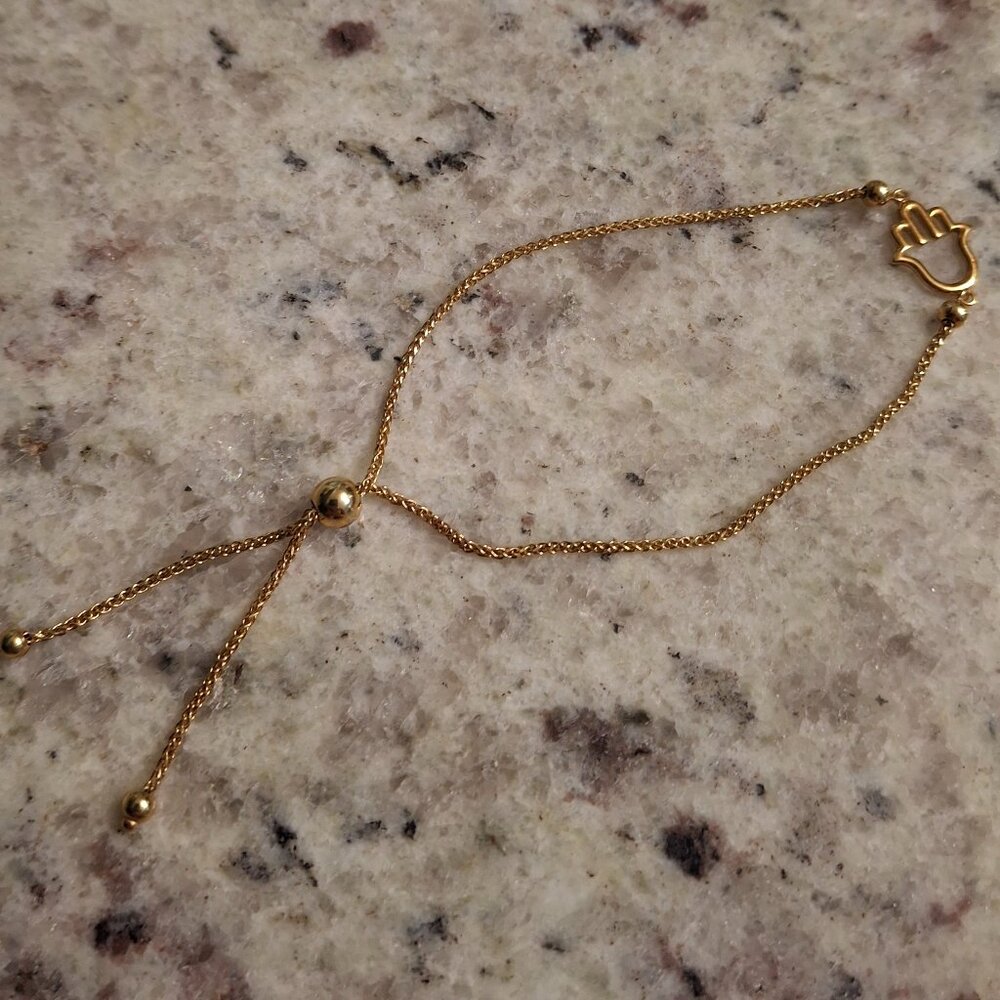 Solid Gold Hamsa Hand Bracelet - image 2